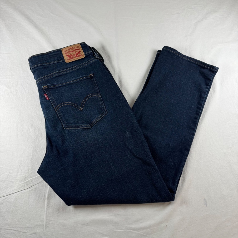 Levi's 414 Women's Size 16W Dark Wash Classic Straight Leg Cotton Stretch Jeans